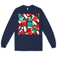 Navy nail polish with glitter seamless pattern bbs Long Sleeve Tee - BundleAndBundleShop