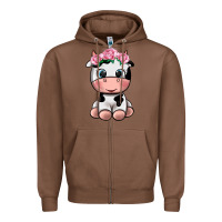 Chestnut cute cow Zipper Hoodie - texasbilliewilder
