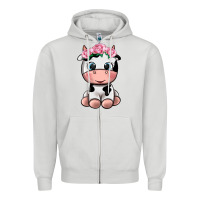 Dove Grey cute cow Zipper Hoodie - texasbilliewilder