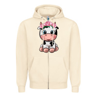 Sandshell cute cow Zipper Hoodie - texasbilliewilder