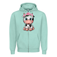 Seafoam cute cow Zipper Hoodie - texasbilliewilder