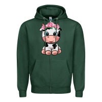 Sports Green cute cow Zipper Hoodie - texasbilliewilder