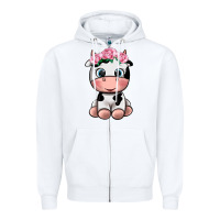White cute cow Zipper Hoodie - texasbilliewilder