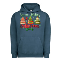 Pigment Midnight Navy snow flakes and christmas cakes Urban Hoodie - FaDigitalArtStudio