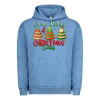 Pigment Pebble Blue snow flakes and christmas cakes Urban Hoodie - FaDigitalArtStudio
