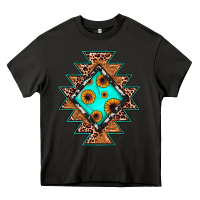 Asphalt aztec leopard turquoise sunflower Heavy Core Tee - JahusDesignShop