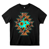 Black aztec leopard turquoise sunflower Heavy Core Tee - JahusDesignShop