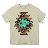 Mossy aztec leopard turquoise sunflower Heavy Core Tee - JahusDesignShop