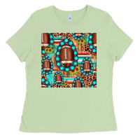 Matcha football leopard turquoise gemstone sunflower seamless pattern Ladies Tee - JahusDesignShop
