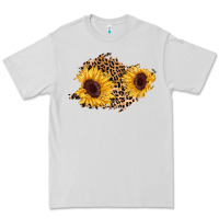 Dove Grey sunflower leopard patch Premium Tee - AdoDesignShop