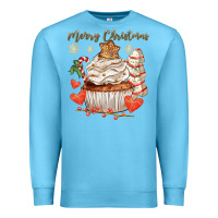 Ocean Blue merry christmas cupcake Premium Sweatshirt - CowGirlArtShop