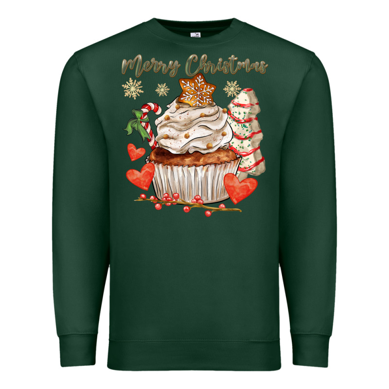 Merry Christmas Cupcake Premium Sweatshirt by CowGirlArtShop | Teevron