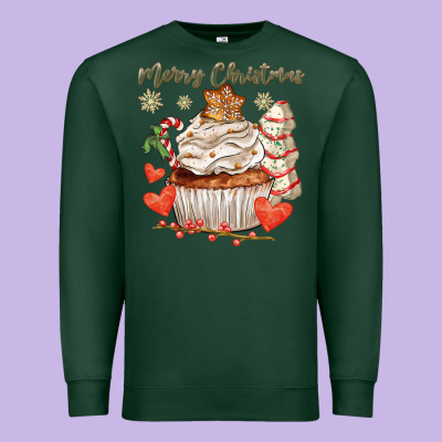 Merry Christmas Cupcake Premium Sweatshirt Designed By Cowgirlartshop