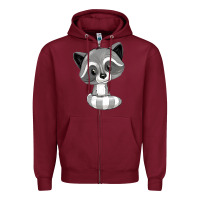 Burgundy raccoon Zipper Hoodie - texasbilliewilder