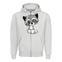 Dove Grey raccoon Zipper Hoodie - texasbilliewilder