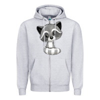 Heather Grey raccoon Zipper Hoodie - texasbilliewilder