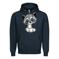 Navy raccoon Zipper Hoodie - texasbilliewilder