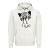 Oatmeal Heather raccoon Zipper Hoodie - texasbilliewilder