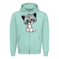 Seafoam raccoon Zipper Hoodie - texasbilliewilder