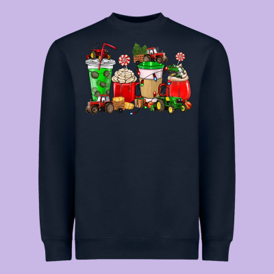 Christmas Tractor Coffee Cup Heavyweight Sweatshirt Designed By Nancycooperartshop