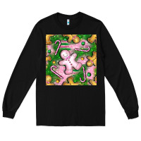 Black christmas smile gingerbread cookie seamless pattern bbs Long Sleeve Tee - BundleAndBundleShop