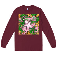 Burgundy christmas smile gingerbread cookie seamless pattern bbs Long Sleeve Tee - BundleAndBundleShop