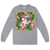 Heather Grey christmas smile gingerbread cookie seamless pattern bbs Long Sleeve Tee - BundleAndBundleShop