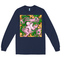 Navy christmas smile gingerbread cookie seamless pattern bbs Long Sleeve Tee - BundleAndBundleShop