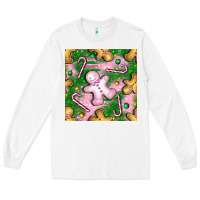 White christmas smile gingerbread cookie seamless pattern bbs Long Sleeve Tee - BundleAndBundleShop