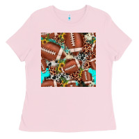 Bubblegum Pink football leopard turquoise cowhide sunflower seamless pattern Ladies Tee - JahusDesignShop
