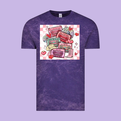 Valentine's Day Cassette Tapes Vintage Tee Designed By Maliassmallbusiness