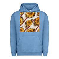 Pigment Pebble Blue baseball sunflowers and leopard seamless pattern Urban Hoodie - BundleAndBundleShop