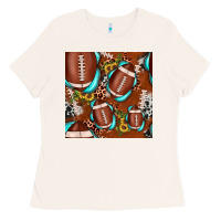 Bone football leopard gemstone sunflower seamless pattern Ladies Tee - JahusDesignShop