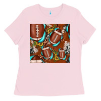Bubblegum Pink football leopard gemstone sunflower seamless pattern Ladies Tee - JahusDesignShop