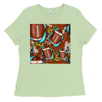 Matcha football leopard gemstone sunflower seamless pattern Ladies Tee - JahusDesignShop