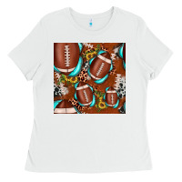 White football leopard gemstone sunflower seamless pattern Ladies Tee - JahusDesignShop
