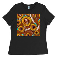 Black football leopard sunflower seamless pattern Ladies Tee - JahusDesignShop