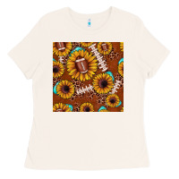 Bone football leopard sunflower seamless pattern Ladies Tee - JahusDesignShop