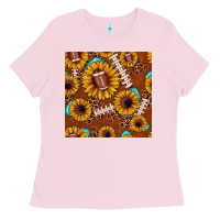 Bubblegum Pink football leopard sunflower seamless pattern Ladies Tee - JahusDesignShop