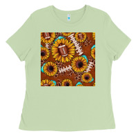Matcha football leopard sunflower seamless pattern Ladies Tee - JahusDesignShop