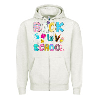 Oatmeal Heather back to school Zipper Hoodie - NancyCooperArtShop