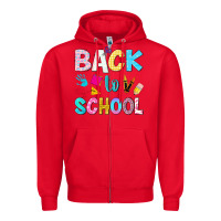 Red back to school Zipper Hoodie - NancyCooperArtShop