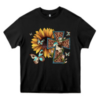 Black leopard cross sunflower butterfly Heavy Core Tee - JahusDesignShop