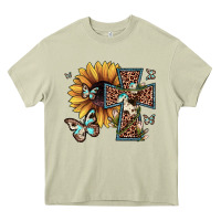 Leopard Cross Sunflower Butterfly Heavy Core Tee | Teevron