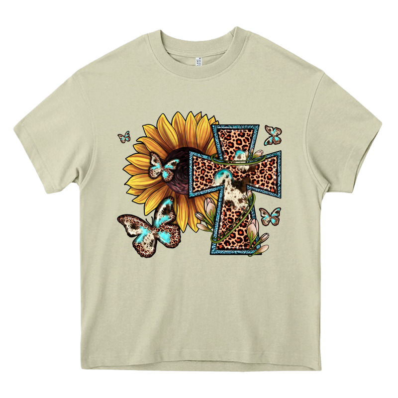 Leopard Cross Sunflower Butterfly Heavy Core Tee by JahusDesignShop | Teevron