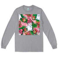 Heather Grey cute snowman and gift box with leopard seamless pattern bbs Long Sleeve Tee - BundleAndBundleShop
