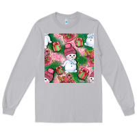 Moon Dust cute snowman and gift box with leopard seamless pattern bbs Long Sleeve Tee - BundleAndBundleShop