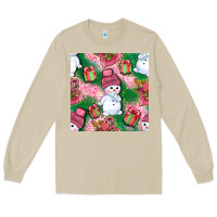 Mushroom cute snowman and gift box with leopard seamless pattern bbs Long Sleeve Tee - BundleAndBundleShop