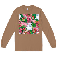 Toasted Coconut cute snowman and gift box with leopard seamless pattern bbs Long Sleeve Tee - BundleAndBundleShop