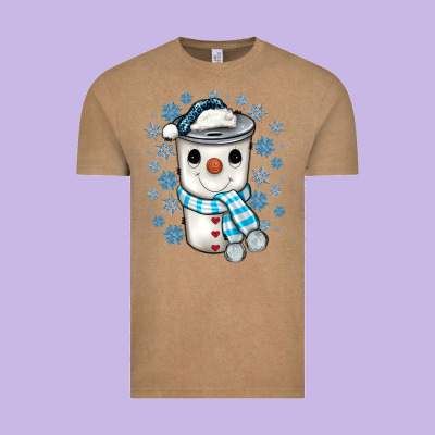 Snowman Coffee Cup Vintage Tee Designed By Jahusdesignshop
